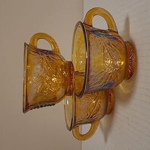Set of 3 Vintage Carnival Glass Cups